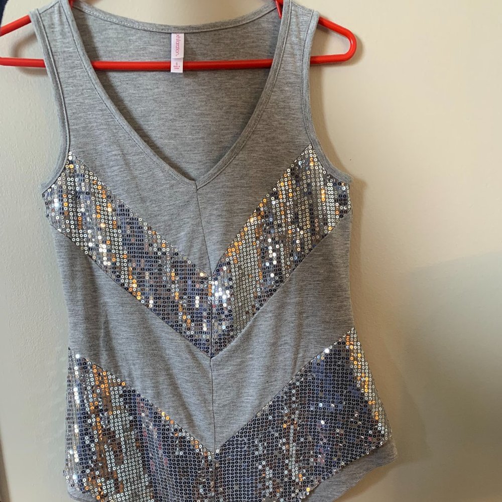 Sparkly Tank Top With Deep V-Neck